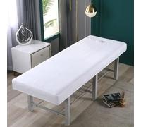 Chickwin Housse Table Massage Couleur Unie, Housse Table de Massage avec Trou Lavable Coton Tricoté Couvre-Lit de Massage, Drap de Salon de Coiffure pour Spa (blanc,80x190cm)