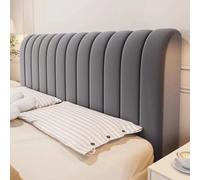 Chickwin Housse Tête de Lit Extensible, Housse Tête Lit Matelassé Flanelle Moderne Élastique Doux 120-220cm Bed Headboard Cover Universelle Antipoussière Lavable (Gris foncé,180cm)