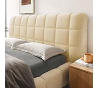 Chickwin Housse Tête de Lit Extensible, Housse Tête Lit Matelassé Moderne Élastique Doux 120-220cm Couleur Unie Bed Headboard Cover Universelle Antipoussière Lavable (Couleur Kaki,210cm)