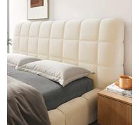 Chickwin Housse Tête de Lit Extensible, Housse Tête Lit Matelassé Moderne Élastique Doux 120-220cm Couleur Unie Bed Headboard Cover Universelle Antipoussière Lavable (Beige,180cm)