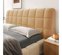 Chickwin Housse Tête de Lit Extensible, Housse Tête Lit Matelassé Moderne Élastique Doux 120-220cm Couleur Unie Bed Headboard Cover Universelle Antipoussière Lavable (Couleur Camel,210cm)