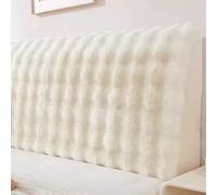 Chickwin Housse Tête de Lit Extensible, Housse Tête Lit Peluche Moderne Élastique Doux 120-220cm Bed Headboard Cover Universelle Antipoussière Lavable pour Décoration Maison (Blanc Laiteux,200cm)