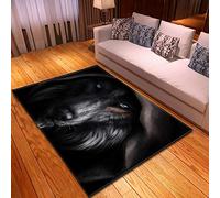 Chickwin Intérieur Tapis de Salon, 3D Loup Imprimé Grand Soft Antidérapant Tapis de Sol pour Canapé Couloir Chambre, Décoration de Maison Moderne (50x80cm,Loup Noir)