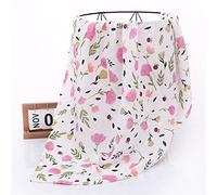 Chickwin Langes Coton Bébé en Mousseline, Couvertures d?emmaillotage pour Bébé Garçon Fille, Thème Floral Nouveau-nés Serviettes de Bain Ultra Doux, Multi Usages (120x110cm,Fleurs Roses)