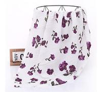 Chickwin Langes Coton Bébé en Mousseline, Couvertures d?emmaillotage pour Bébé Garçon Fille, Thème Floral Nouveau-nés Serviettes de Bain Ultra Doux, Multi Usages (120x110cm,Fleurs Violettes)