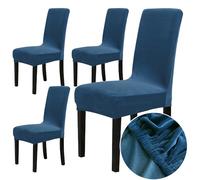 Chickwin Lot de 2/4/6 Housses de Chaise en Velours Extensible - Pour Chaise de Salle à Manger à Dossier Haut Universelles - Couleur Unie Pour Salle de Fête (Bleu Roi)
