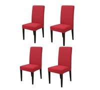 Chickwin Lot de 4 Housses élastiques Modernes pour Chaise de Salle à Manger avec Dossier Haut, Protection élastique Lavable pour Chaise de Salle à Manger pour Cuisine et Salle à Manger (Rouge)