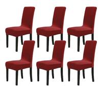 Chickwin Lot de 6 housses de chaise pour chaise de salle à manger à dossier haut universelles en velours extensible de couleur unie pour salle de fête en élasthanne, amovibles et lavables (vin rouge)