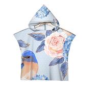 Chickwin Motif 3D Poncho à Capuche Enfants Microfibre Serviette avec Capuche Robe de Plage Peignoir de Bain Poncho de Natation pour Garçons et Filles (oiseau bleu,60x80cm)