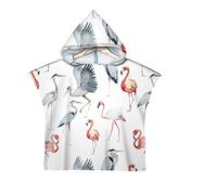 Chickwin Motif Animalier 3D Poncho à Capuche Enfants Microfibre Serviette avec Capuche Robe de Plage Peignoir de Bain Poncho de Natation pour Garçons et Filles (Aigrette,60x80cm)