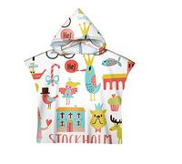 Chickwin Motif de Animal Poncho à Capuche Enfants Microfibre Serviette avec Capuche Robe de Plage Peignoir de Bain Poncho de Natation pour Garçons et Filles (Couronne,60x80cm)
