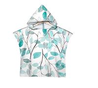 Chickwin Motif de Fleur 3D Poncho à Capuche Enfants Microfibre Serviette avec Capuche Robe de Plage Peignoir de Bain Poncho de Natation pour Garçons et Filles (Feuille,60x80cm)