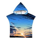 Chickwin Motif de Nuage Poncho à Capuche Enfants Microfibre Serviette avec Capuche Robe de Plage Peignoir de Bain Poncho de Natation pour Garçons et Filles (Cirro-stratus,60x80cm)