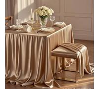 Chickwin Nappe en Satin Rectangulaire, Nappe d'Intérieur Tissu épais Doux Lavable pour Mariage, Décoration de Table, Jardin, Fête, Anniversaire, Noël, Conférences, Foires (Champagne,140x200cm)