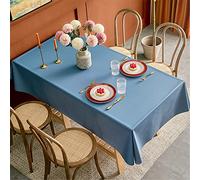 Chickwin Nappe PVC Rectangulaire Anti Taches, Couleur Unie Plastique Nappes Toile Cirée Imperméable à Facile d'entretien pour Salle à Manger Party Jardin Picnic (120 * 160cm,Bleu)