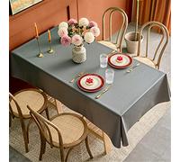 Chickwin Nappe PVC Rectangulaire Anti Taches, Couleur Unie Plastique Nappes Toile Cirée Imperméable à Facile d'entretien pour Salle à Manger Party Jardin Picnic (120 * 160cm,Gris foncé)