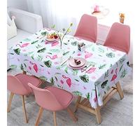Chickwin Nappe PVC Rectangulaire Anti Taches, Plastique Nappes Toile Cirée Imperméable à Facile d'entretien Motif de Elégant pour Salle à Manger Party Jardin Picnic (120 * 180cm,Flamant feuillu)