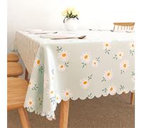 Chickwin Nappe PVC Rectangulaire Anti Taches, Plastique Nappes Toile Cirée Imperméable à Facile d'entretien Motif de Elégant pour Salle à Manger Party Jardin Picnic (80x120cm,Petite Marguerite)