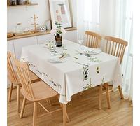 Chickwin Nappe PVC Rectangulaire, Anti Taches Plastique Nappes Toile Cirée Imperméable à Facile d'entretien Motif de Elégant pour Salle à Manger Party Jardin Picnic (137x200cm,Feuille d'olive)