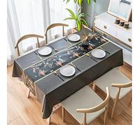 Chickwin Nappe PVC Rectangulaire Anti Taches, Plastique Nappes Toile Cirée Imperméable à Facile d'entretien pour Salle à Manger Party Jardin Picnic (Prune élégante Noire,80x120cm)