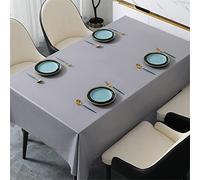 Chickwin Nappe PVC Rectangulaire Anti Taches, Plastique Nappes Toile Cirée Imperméable à Facile d'entretien Couleur Unie Nordique pour Salle à Manger Jardin Picnic Party (140x180cm,Gris Clair)