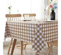 Chickwin Nappe PVC Rectangulaire Anti Taches Plastique Nappes Toile Cirée Imperméable à Facile d'entretien Motif de Elégant pour Salle à Manger Party Jardin Picnic (Carré Kaki,120x120cm)