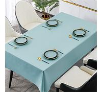 Chickwin Nappe PVC Rectangulaire Anti Taches, Plastique Nappes Toile Cirée Imperméable à Facile d'entretien Couleur Unie Nordique pour Salle à Manger Jardin Picnic Party (100x160cm,Bleu d'eau)
