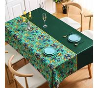 Chickwin Nappe PVC Rectangulaire Anti Taches, Plastique Nappes Toile Cirée Imperméable à Facile d'entretien Rétro Cachemire pour Salle à Manger Party Jardin Picnic (140x220cm,Vert Foncé)
