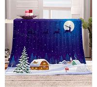 Chickwin Noël Plaid Couverture Polaire Neige Couverture en Flanelle Douce Chaudes Légères Couvertures Toutes Saisons Jete de Canape pour Voyager, Lit ou Canapé (100x150cm,Lune Etoiles)