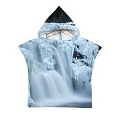 Chickwin Paysage Naturel Poncho à Capuche Enfants Microfibre Serviette avec Capuche Robe de Plage Peignoir de Bain Poncho de Natation pour Garçons et Filles (Cascade 8,60x80cm)