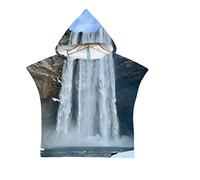 Chickwin Paysage Naturel Poncho à Capuche Enfants Microfibre Serviette avec Capuche Robe de Plage Peignoir de Bain Poncho de Natation pour Garçons et Filles (Cascade 4,60x80cm)
