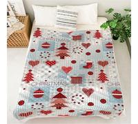 Chickwin Plaid Bleu Couverture Polaire 3D en Flanelle Douce Chaude Légère Couvertures Toutes Saisons Jete de Canape pour Noël Vacances Voyager, Lit ou Canapé (70x100cm)