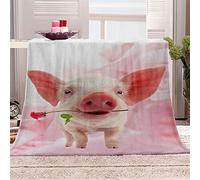 Chickwin Plaid Couverture Polaire, 3D Animaux Mignons Couverture en Flanelle Douce Chaudes Légères Couvertures Toutes Saisons Jete de Canape pour Voyager, Lit ou Canapé (130x150cm,Cochon Rose)
