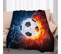 Chickwin Plaid Couverture Polaire, 3D Jeu de Balle Couverture en Flanelle Douce Chaudes Légères Couvertures Toutes Saisons Jete de Canape pour Voyager, Lit ou Canapé (125x150cm,Football)