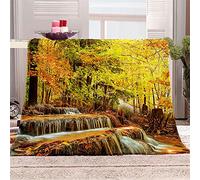 Chickwin Plaid Couverture Polaire, 3D Vert Forêt Couverture en Flanelle Douce Chaudes Légères Couvertures Toutes Saisons Jete de Canape pour Voyager, Lit ou Canapé (150x180cm,Cascade)