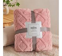 Chickwin Plaid Couverture Polaire Chaud Doux Classic Couverture en Flanelle Plaid Canape Confortable Couverture en Peluche Couverture lit 1/2 Personnes Jete de Canape (150x200cm,Rose Rouge)