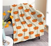 Chickwin Plaid Couverture Polaire, Citrouille Halloween Couverture en Flanelle Douce Légères Couvertures Toutes Saisons Jete de Canape pour Voyager, Lit ou Canapé (150x200cm,Orange)