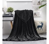 Chickwin Plaid Couverture Polaire, Couleur Unie Couverture en Flanelle Douce Chaudes Couvertures Toutes Saisons Jete de Canape pour Voyager, Lit ou Canapé -20 Couleurs (70x100cm,Le Noir)