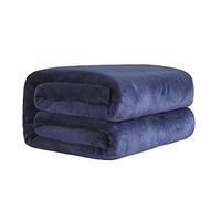 Chickwin Plaid Couverture Polaire, Couleur Unie Couverture en Flanelle Douce Chaudes Légères Couvertures Toutes Saisons Jete de Canape pour Voyager, Lit ou Canapé (70x100cm,Bleu Marine)