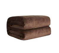 Chickwin Plaid Couverture Polaire, Couleur Unie Couverture en Flanelle Douce Chaudes Légères Couvertures Toutes Saisons Jete de Canape pour Voyager, Lit ou Canapé (70x100cm,Café)