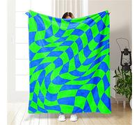 Chickwin Plaid Couverture Polaire, Damier Plaid Couverture en Flanelle Douce Chaudes Légères Couvertures Toutes Saisons Jete de Canape pour Voyager, Lit ou Canapé (150x200cm,Bleu Foncé)
