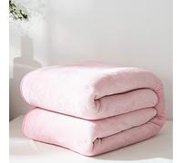 Chickwin Plaid Polaire Chaude Couverture en Flanelle, Couleur Unie Couvre lit 1/2 Personnes Jeté de Canapé Douce et Chaude Moelleuse Dessus de lit Canapé lit (Rose Clair,150x200cm)