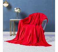 Chickwin Plaid Polaire Couverture en Flanelle, Couverture lit 1/2 Personnes Douce et Chaude Moelleuse Jeté de Canapé Microfibre Dessus de lit Canapé lit (70x100cm,Rouge)