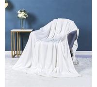 Chickwin Plaid Polaire Couverture en Flanelle, Couverture lit 1/2 Personnes Douce et Chaude Moelleuse Jeté de Canapé Microfibre Dessus de lit Canapé lit (180x200cm,Blanc)