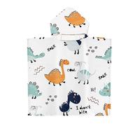 Chickwin Poncho à Capuche Enfants, Dinosaure Microfibre Serviette avec Capuche Peignoir De Robe de bain Plage Poncho de Natation pour Garçons et Filles (65x75cm,Tyrannosaure rex)