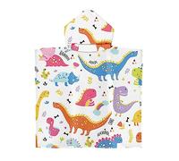 Chickwin Poncho à Capuche Enfants, Dinosaure Microfibre Serviette avec Capuche Peignoir De Robe de Bain Plage Poncho de Natation pour Garçons et Filles (60x60cm,Dinosaure)