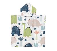 Chickwin Poncho à Capuche Enfants, Dinosaure Microfibre Serviette avec Capuche Peignoir De Robe de bain Plage Poncho de Natation pour Garçons et Filles (65x75cm,Arbre)