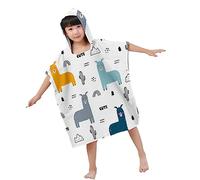 Chickwin Poncho à Capuche Enfants, Microfibre Animal Serviette avec Capuche Peignoir De Robe de Bain Plage Poncho de Natation pour Garçons et Filles (65x75cm,Alpaga)