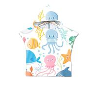 Chickwin Poncho à Capuche Enfants, Microfibre Serviette avec Capuche Cartoon Peignoir De Séchage Rapide Robe de Bain Plage Poncho de Natation pour garçons et Filles (60 * 80cm,Poulpe Bleu)