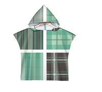 Chickwin Poncho à Capuche Enfants, Microfibre Serviette avec Capuche Cartoon Peignoir De Séchage Rapide Robe de Bain Plage Poncho de Natation pour garçons et Filles (Tartan 3,60x80cm)